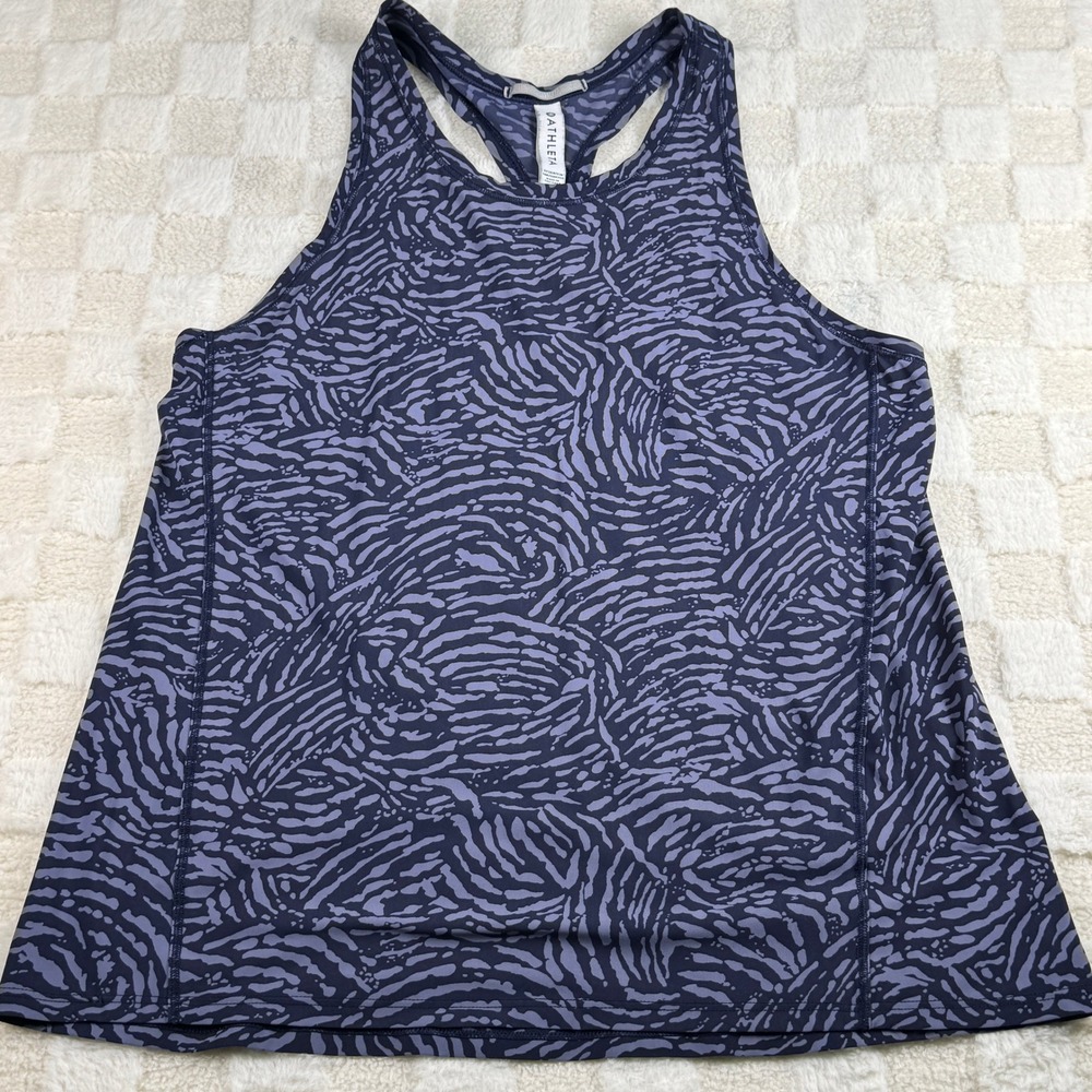 Athleta‎ Women's Tank Top Size S Blue Zebra Print Racerback Activewear